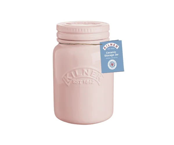 Ceramic Push Top Dusty Pink Jar- 0.6 Litre