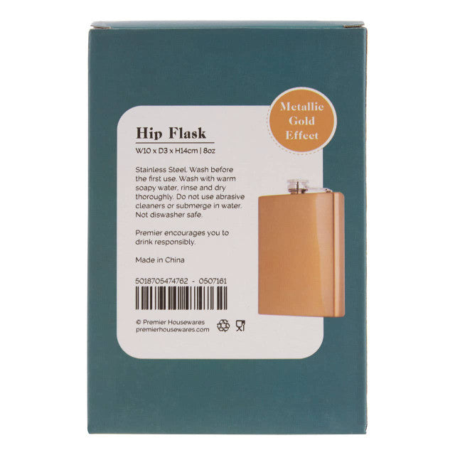 Auden Gold Finish Hip Flask-8oz
