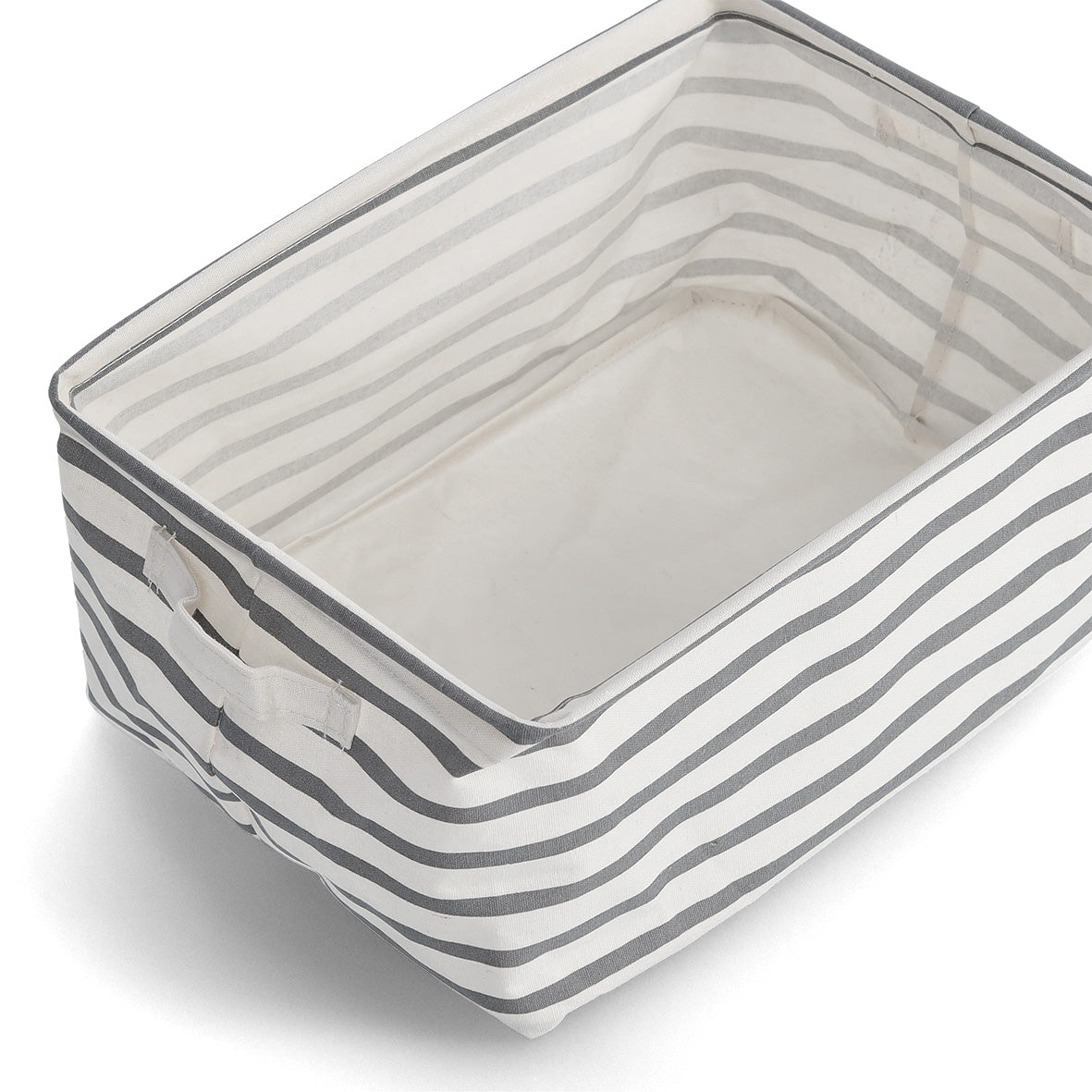 Storage Basket "Stripes", Canvas - Grey - Various Sizes - The Organised Store
