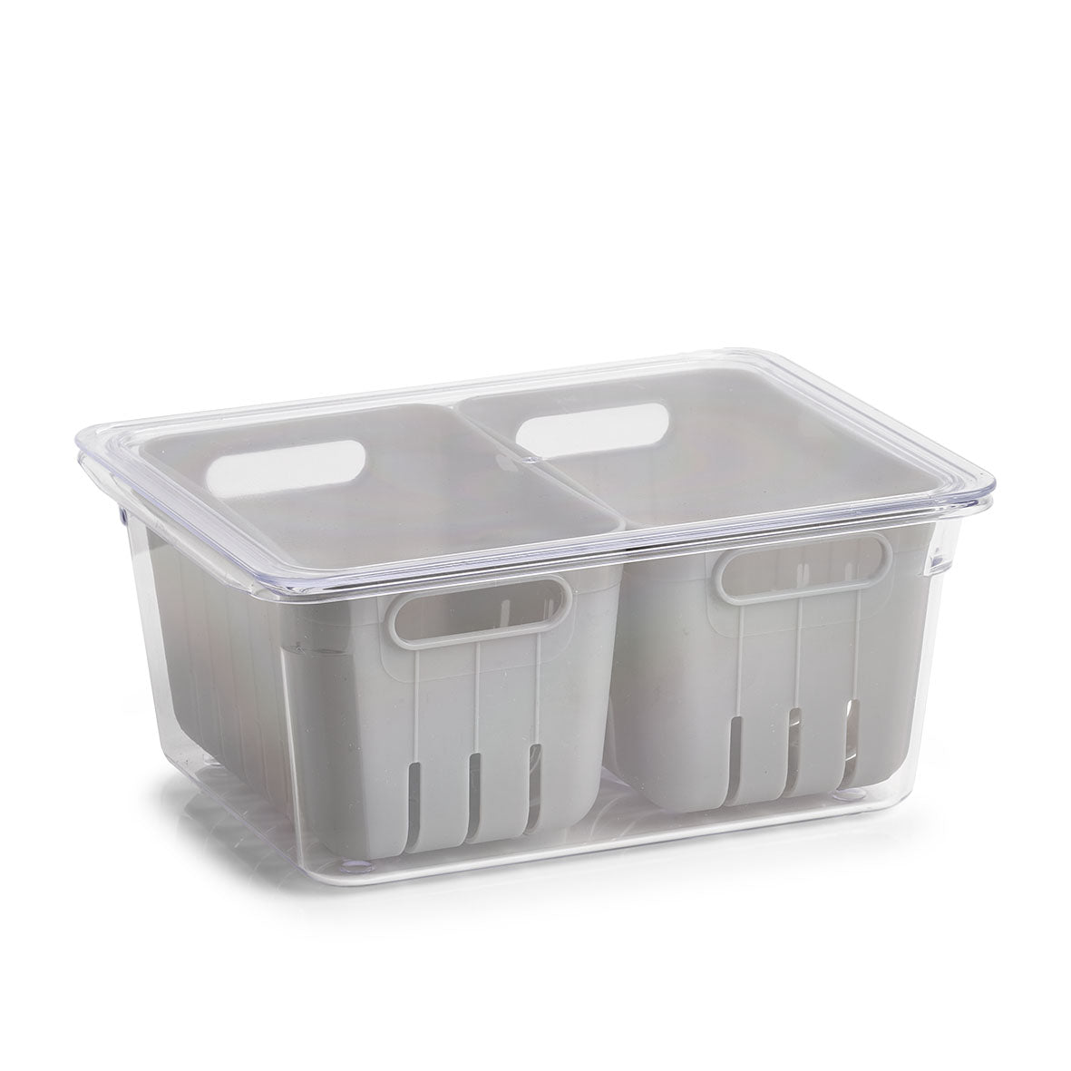 Plastic Fridge Box With Divider - Grey