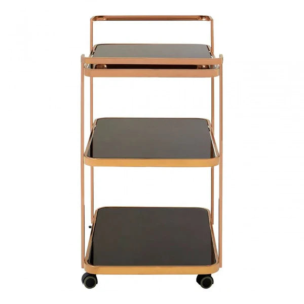 Alvero Rose Gold Premium 3 Shelf Drinks Trolly