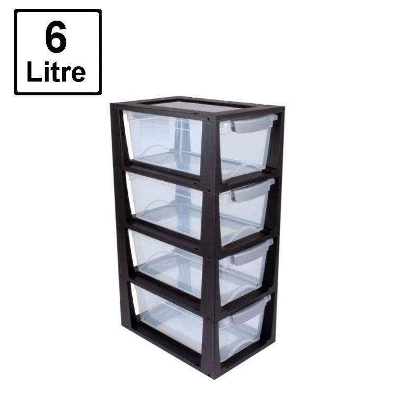 Stackable Drawer Unit- 6L- Black