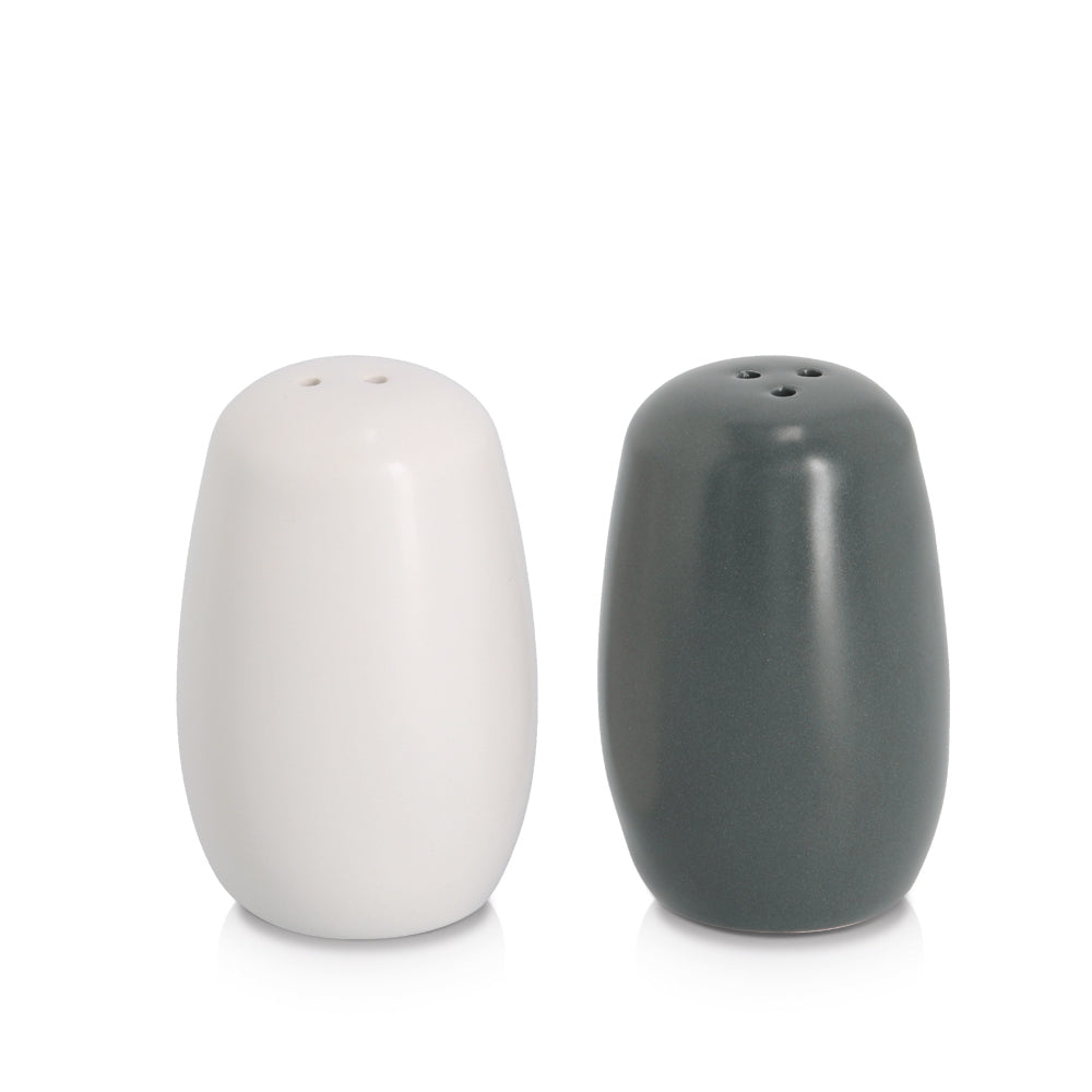 Salt & Pepper Shaker Set, 2pcs, Ceramics, Anthracite/White - The Organised Store