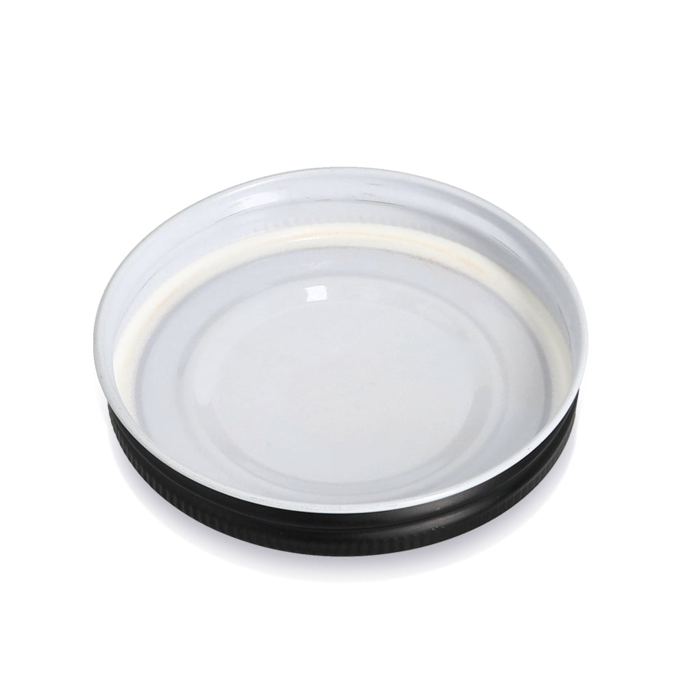 Round Ribbed Glass Jar with Black Steel Lid