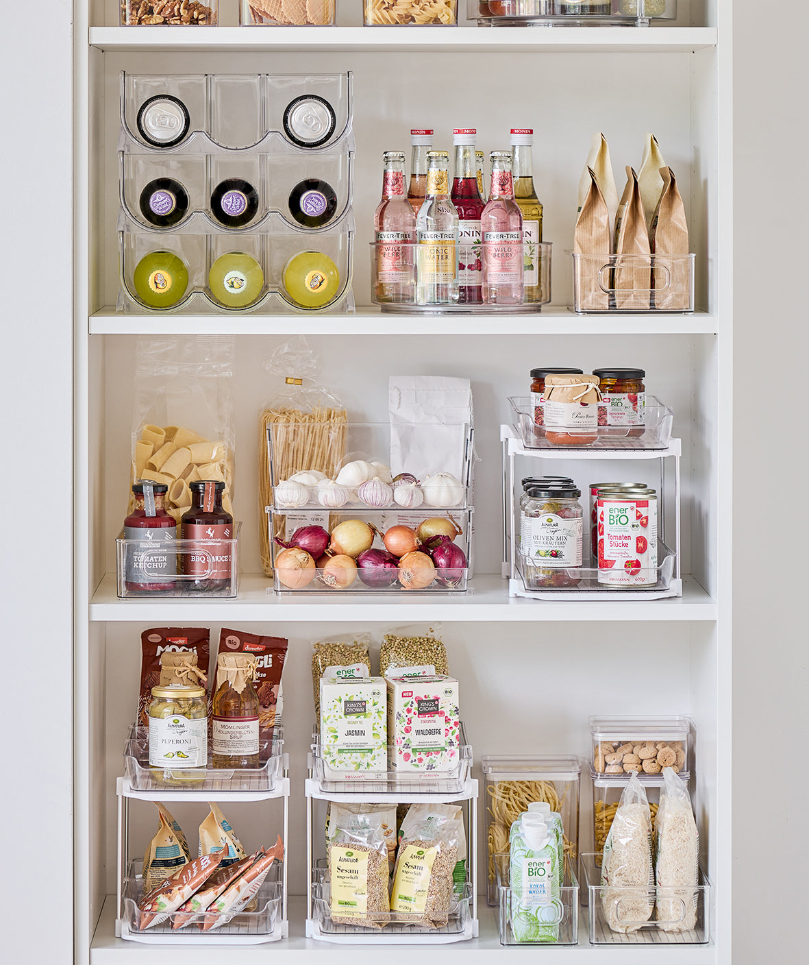 Stackable Clear Storage Containers with Handles- Set of 2