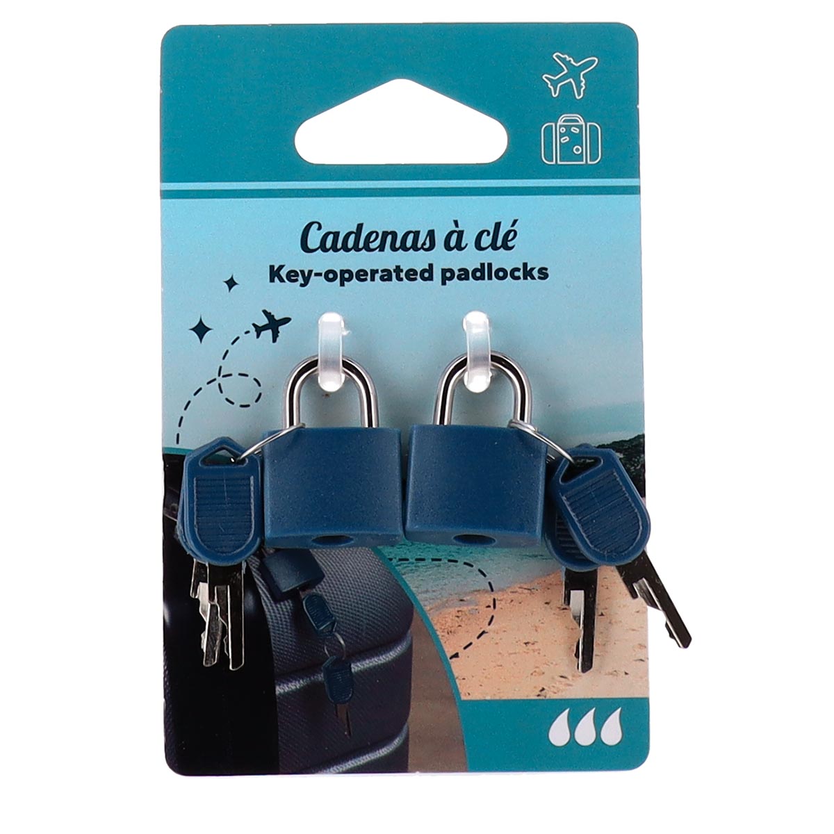 Set Of 2 Locks With Key, Navy Blue