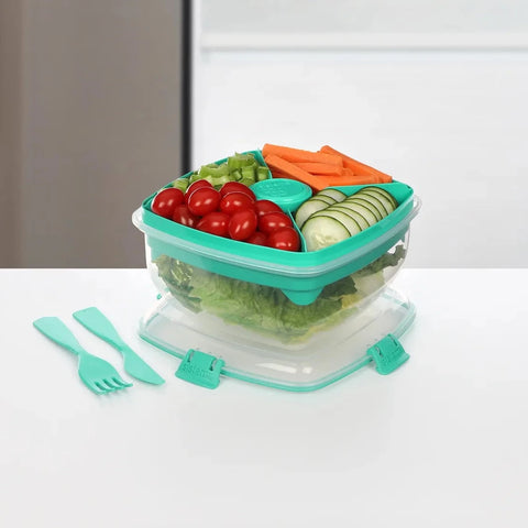 2L Triple Split Lunchbox TO GO with Yogurt Pot-Teal