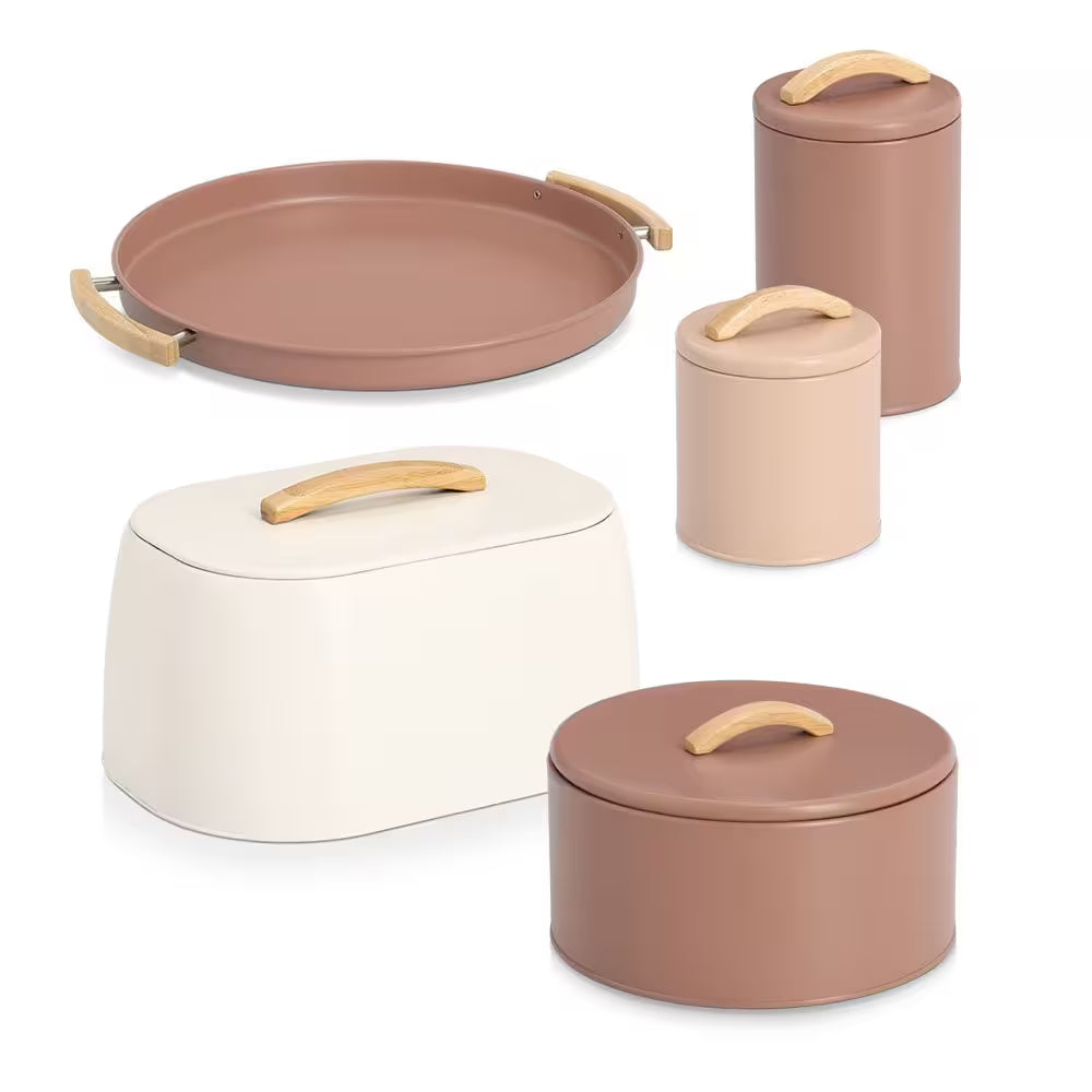 Bread Bin, Metal/Rubberwood - Cream