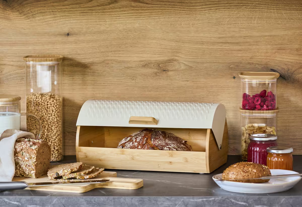 Bread Bin- Bamboo & Cream