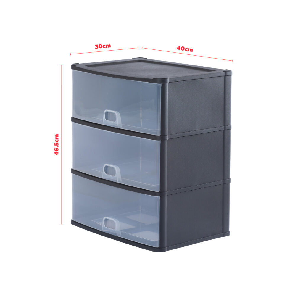 Wham® Organise Drawers Large 3D Black/ Clear