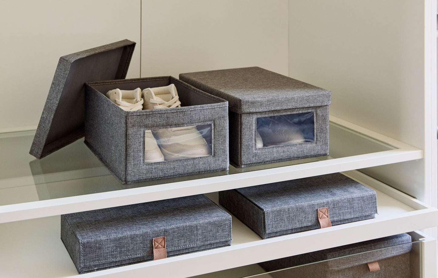 Shoe Storage Box With Window, Set Of 2