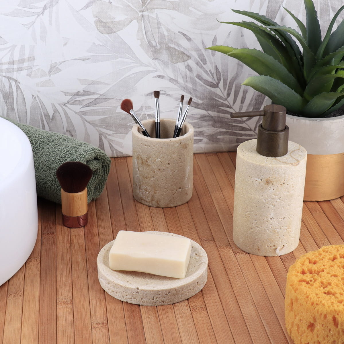 Polyresin Tumbler, Stone Finish, Natural