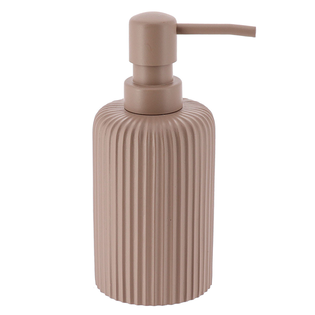 Round Polyresin Soap Dispenser With Stripes, 230ml - Various Colours - The Organised Store