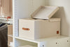 Fabric Storage Box With Hinged Lid - Cream
