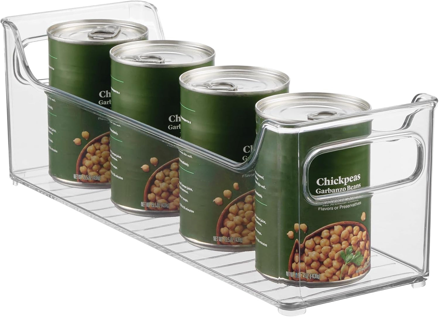 Stackable Plastic Pantry Bin with Handles for Cabinets or Fridge-Clear