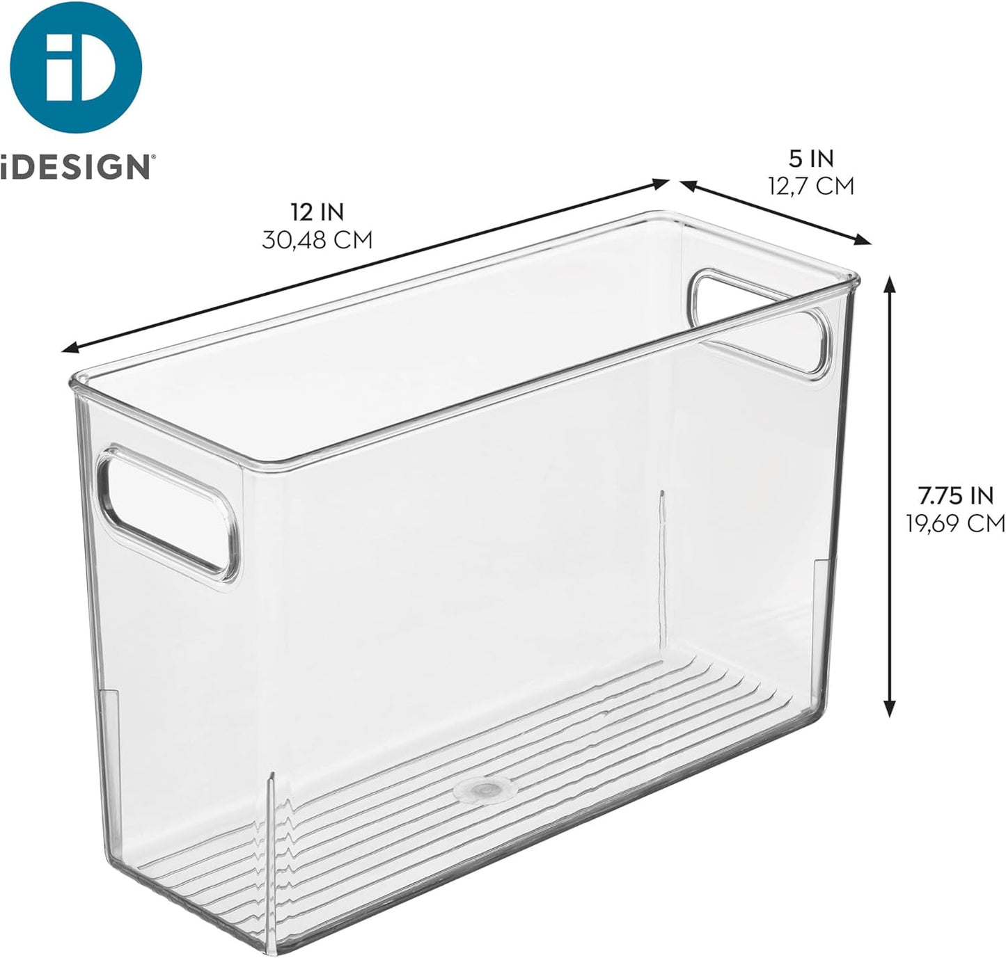 Slim Clear Plastic Storage Bin- Multi Purpose Tall Narrow Organiser
