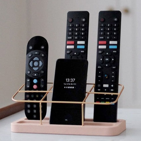 Remote Control Holder - Taupe & Gold
