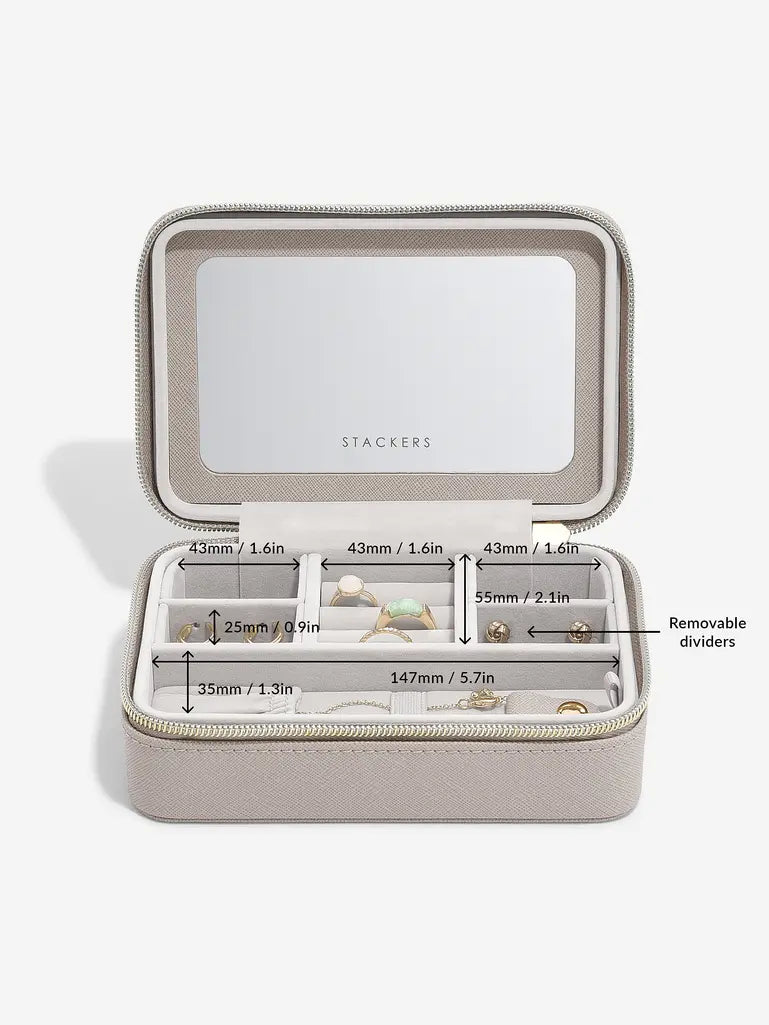 Luxury Travel Jewellery Box -Taupe Raffia