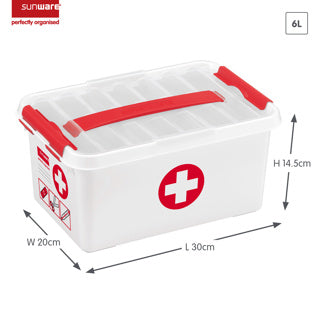 First Aid Storage Box With Tray 6L - White/Red