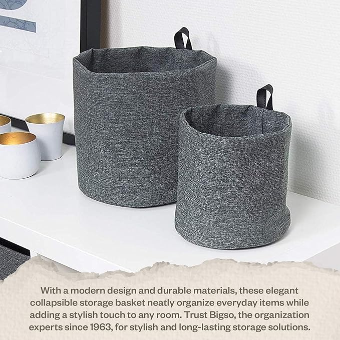 Hanging Round Wall Storage Basket with Loop -Grey-Small - The Organised Store
