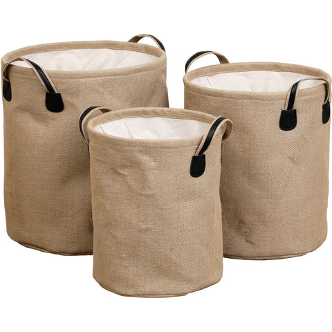 Waved and Rectangular Paper Baskets - Natural/Linen Fabric - Various Sizes