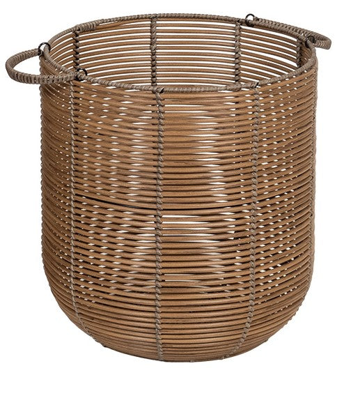 Round Laundry Basket, Rattan Effect - Natural - Various Sizes