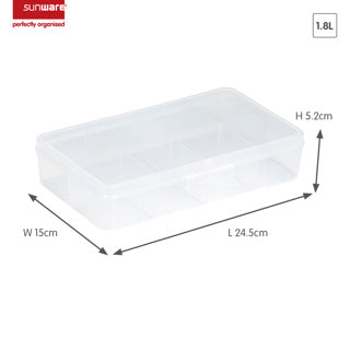 Q-Line Storage Box - 8 Compartments - Transparent