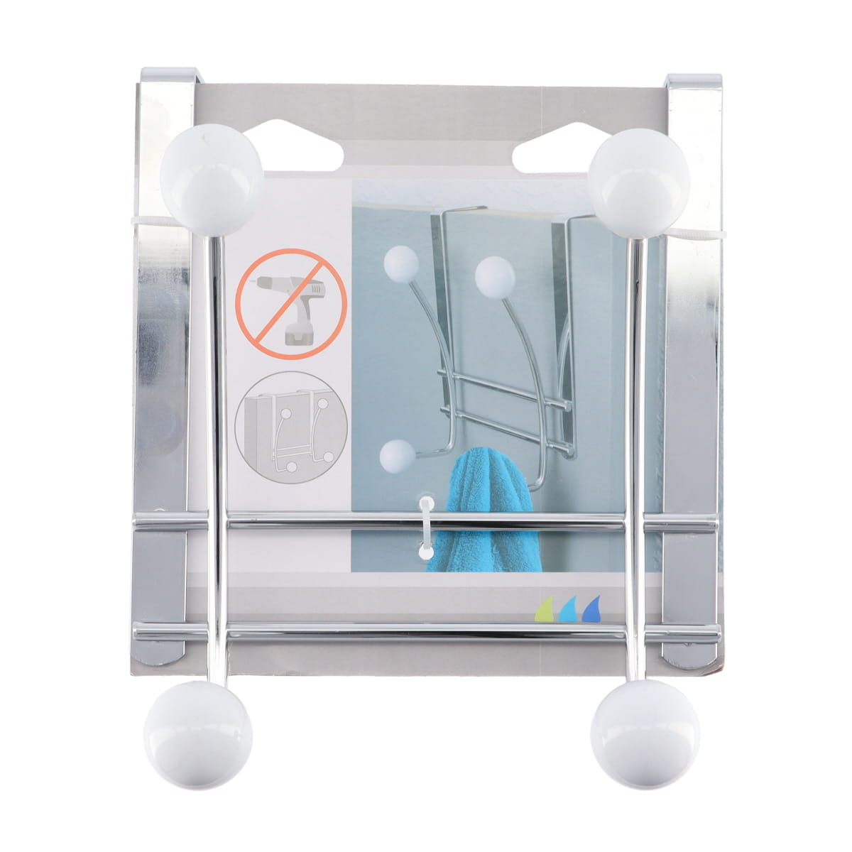 Metal Hook Rack With 4 Ceramic Balls - Chrome/White