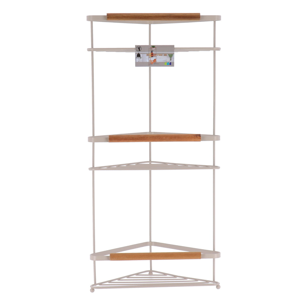 Corner Shelf- Beige Voated & Acacia Wood Trim- Various Sizes