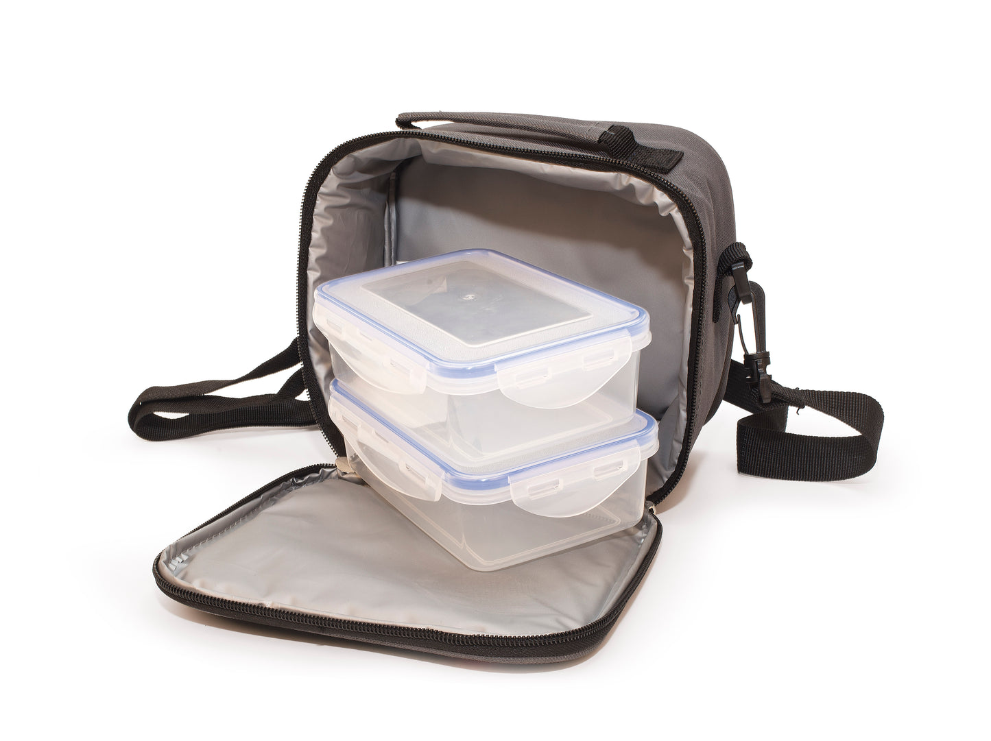 Quick Lunchbag Grey + 2x 0.6L Containers- 4L - The Organised Store