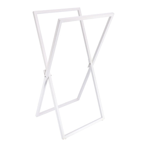 Towel Rack With Two Bamboo Bars - White