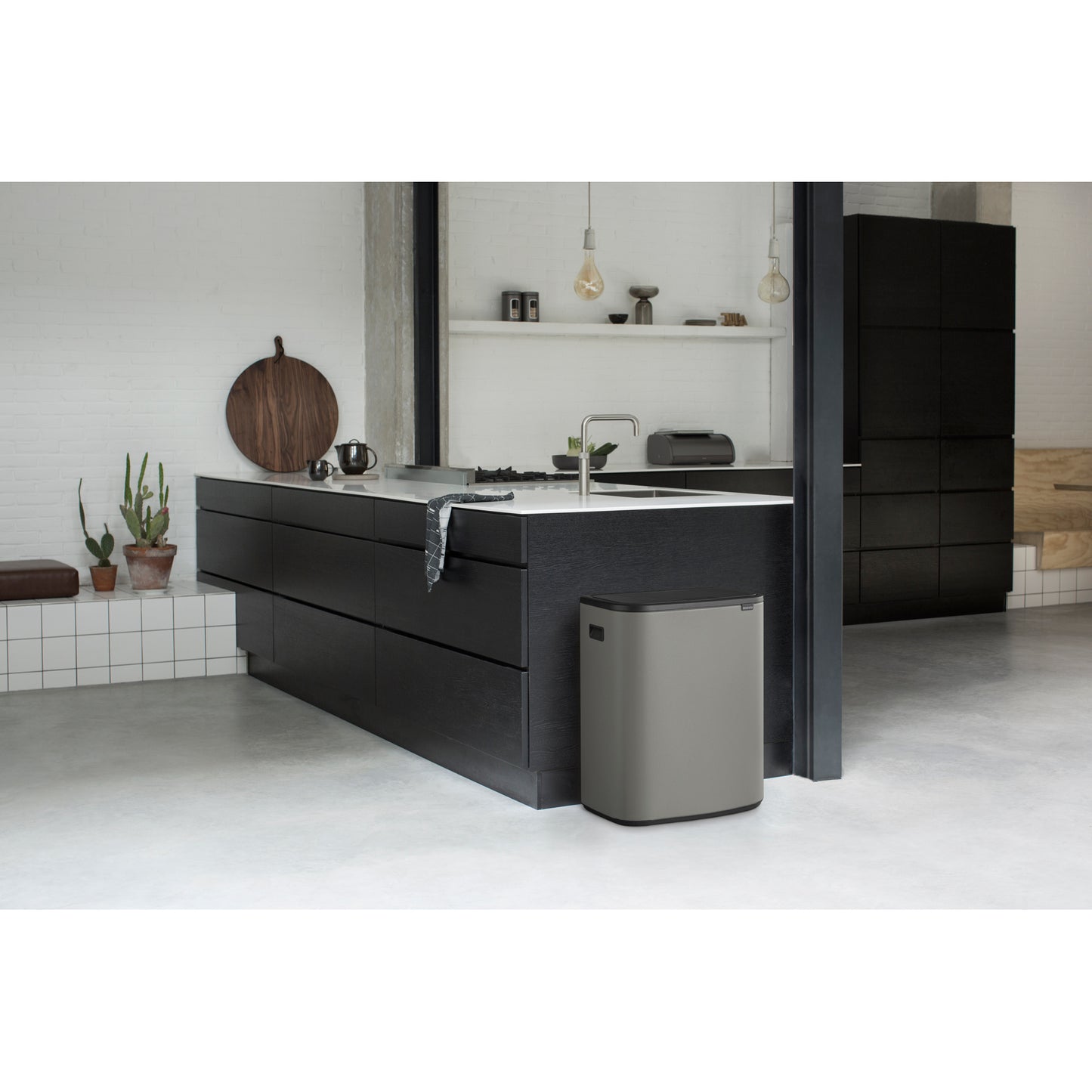 Bo Touch Bin 2 x 30L- Mineral Concrete Grey - The Organised Store