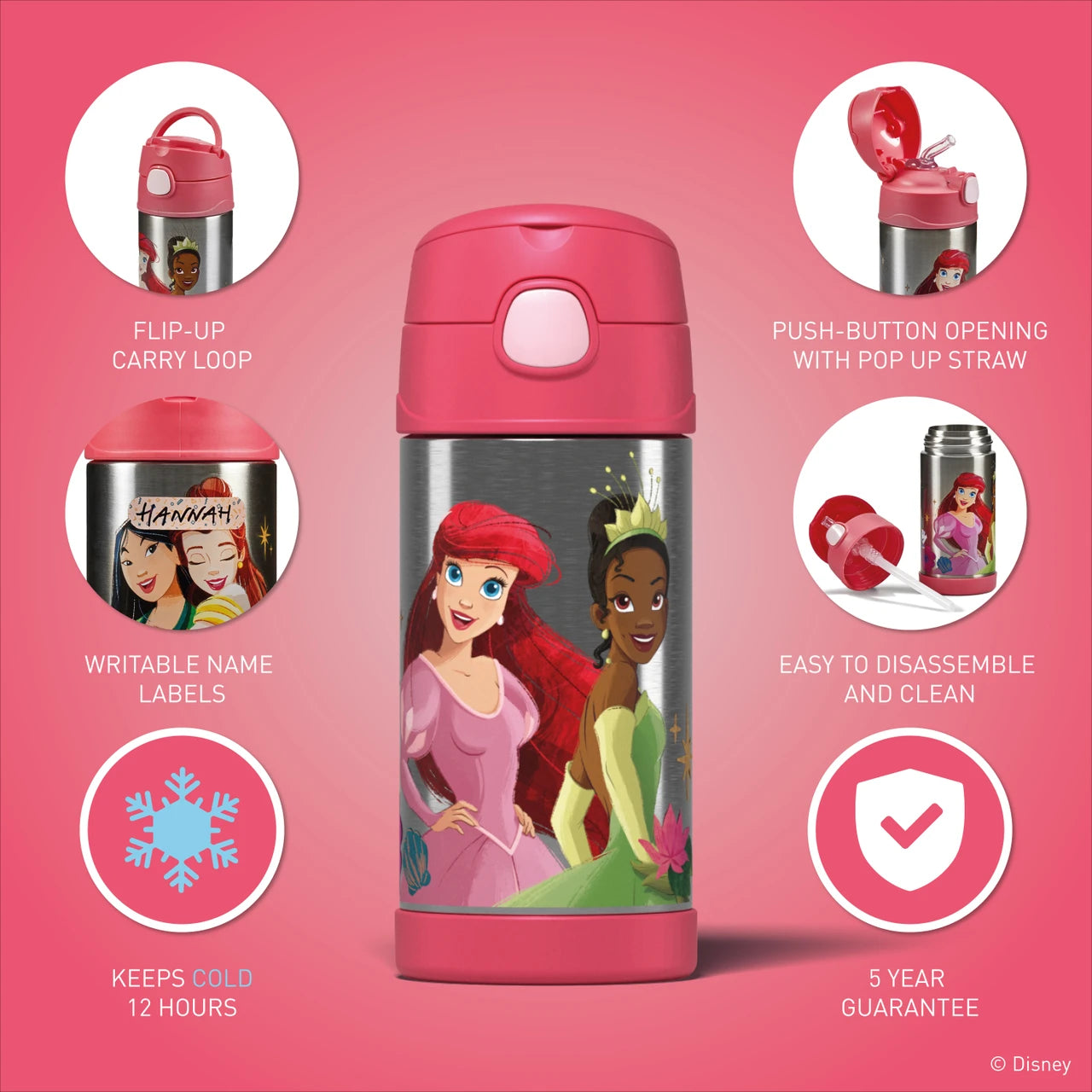 Thermos Disney Princess Funtainer Bottle 335ml/ Food Flask 290ml