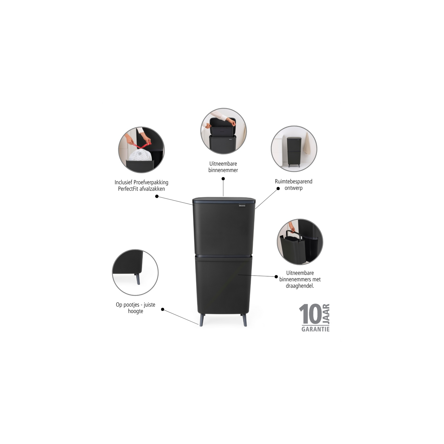 SortUp Recycle Bin Hi Twin Grey