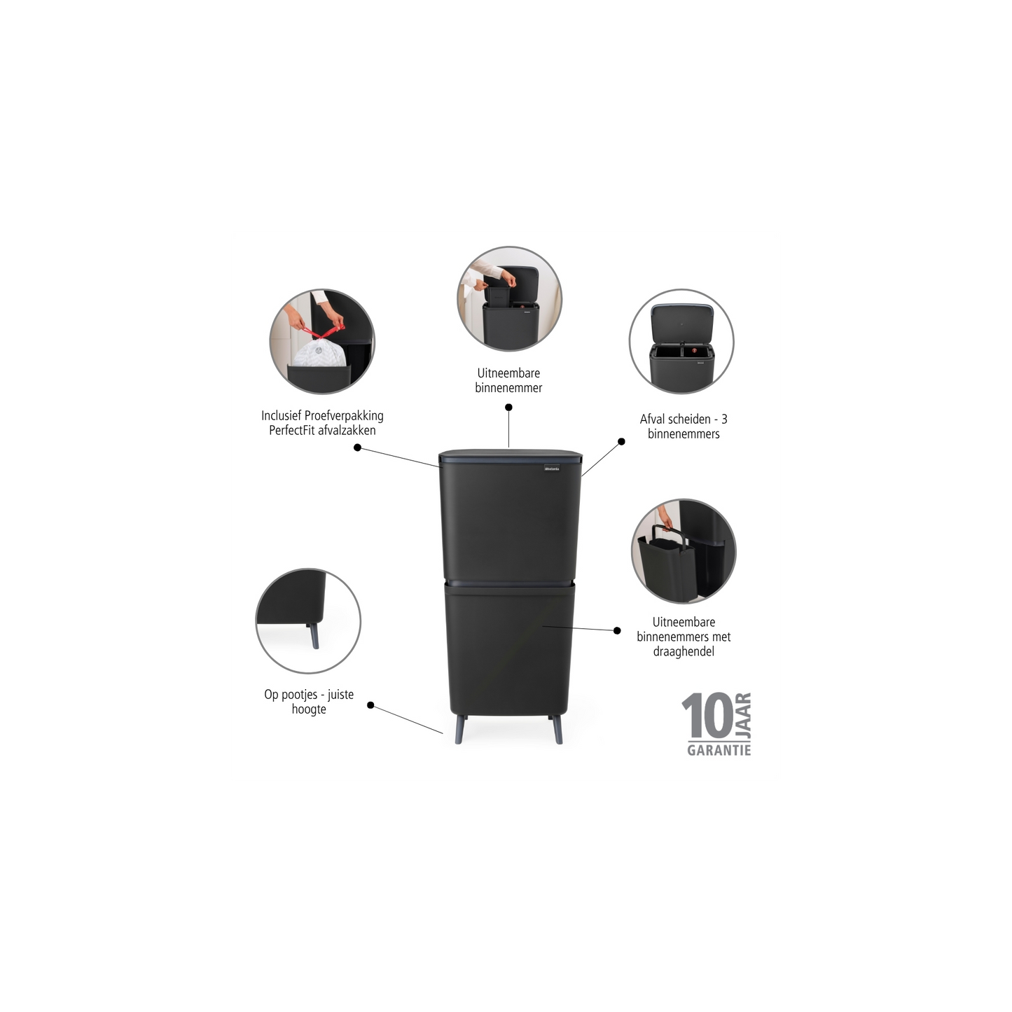 SortUp Recycle Bin Hi Grey