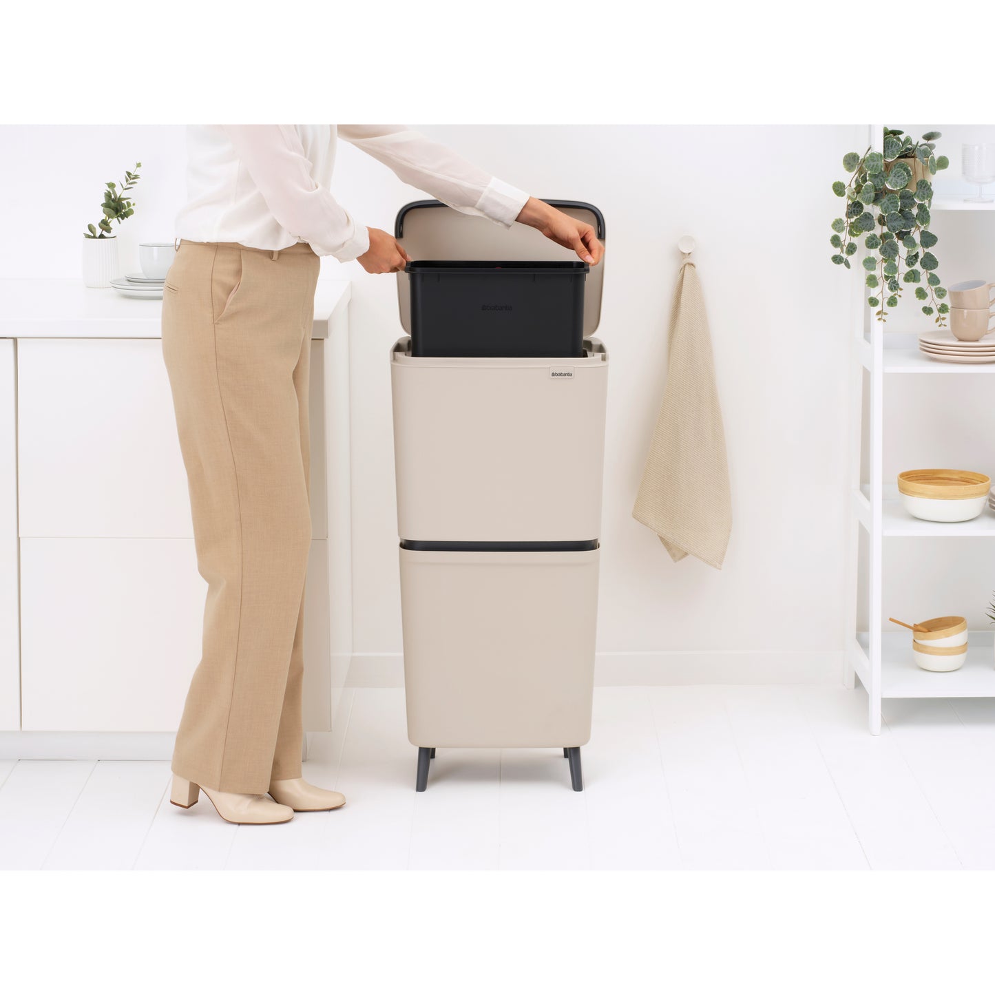 SortUp Recycle Bin Hi 20+25 litre - Soft Beige