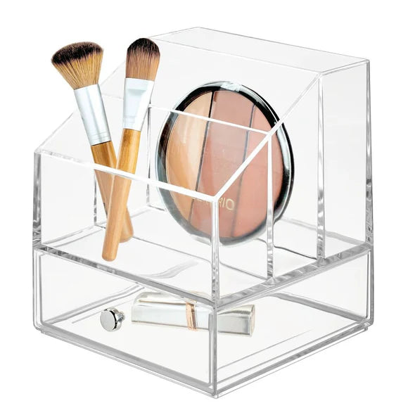 Cosmetic Palette Organiset- Multi Compartment with Drawer - Clear