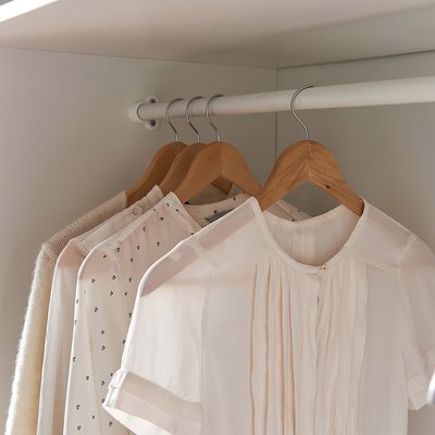 Clothes Hanger Set, 6Pcs, Wood/Natural