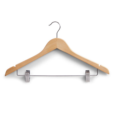 Clothes Hanger Set With Clips, 3pcs - Wood/Natural