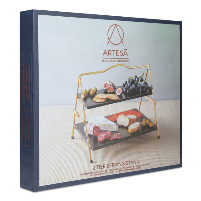 Artesà 2 Tier Gold and Black Metal Serving Stand