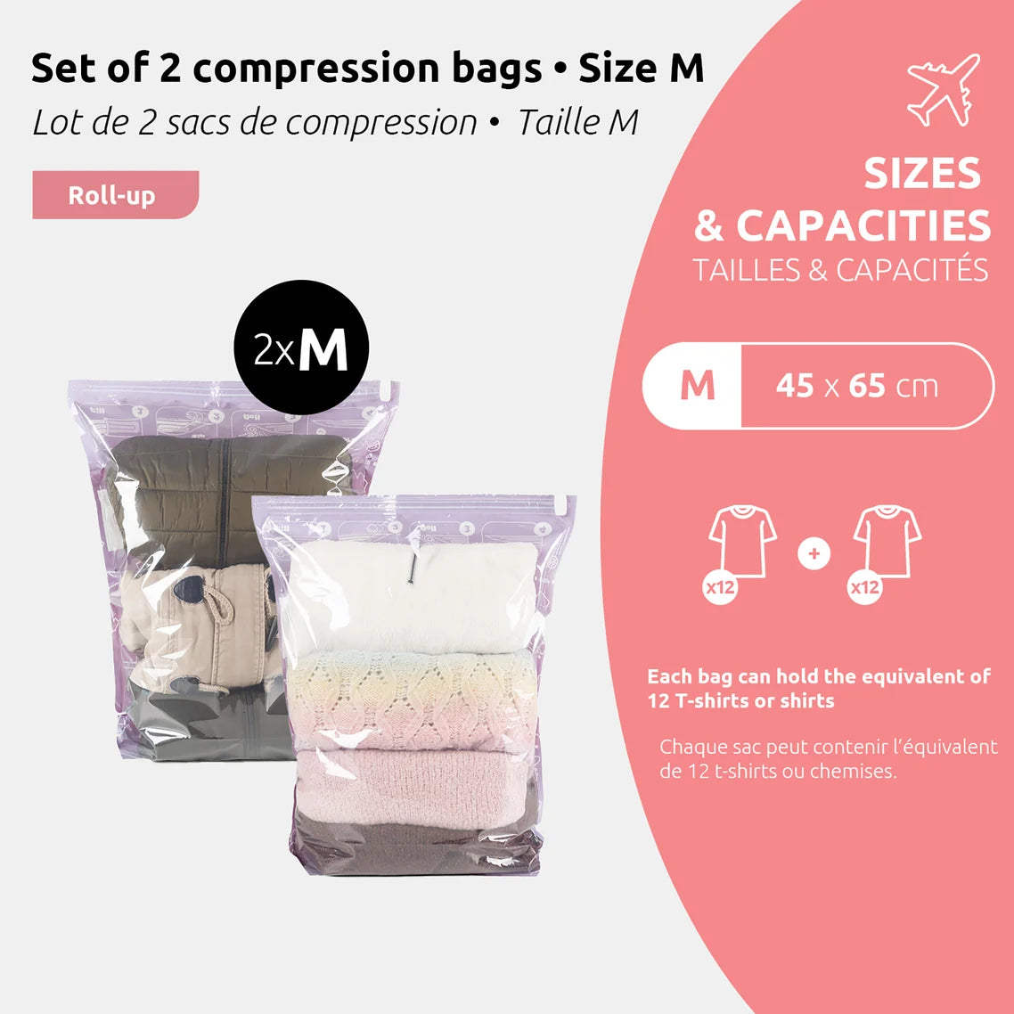 Set of 2 Roll Bags Travel - Set of 2- Medium