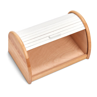 Roll Top Bread Bin - Beech/White