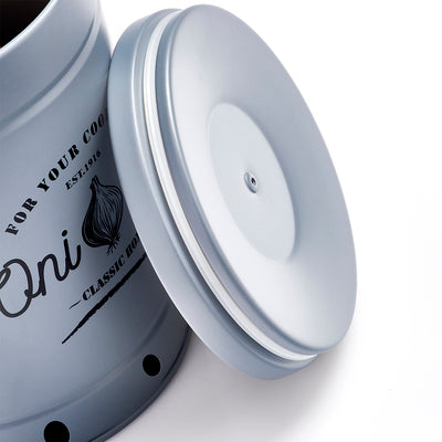 Onions Storage Container, Metal - Grey