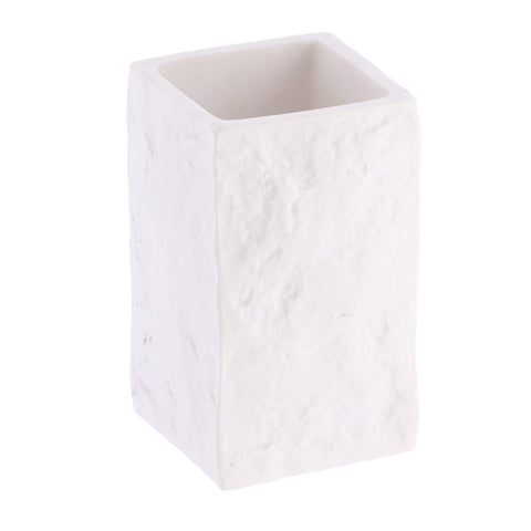 Rectangular Polyresin Soap Dish Stone Effect - White