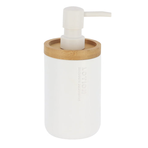 Square Polyresin Soap Dispenser Stone Effect With Matte Black Pump 260ml - White