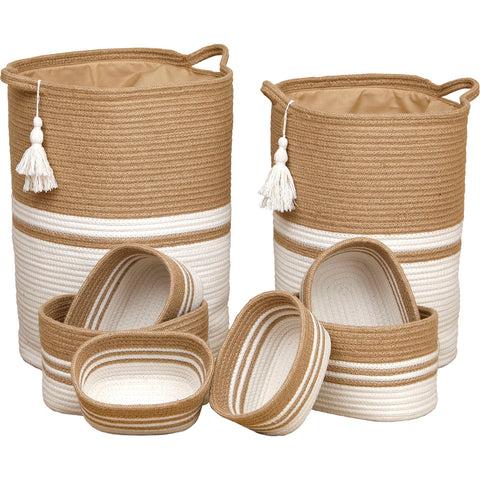 Cotton Basket - Cream/Mottled Brown - Various Sizes
