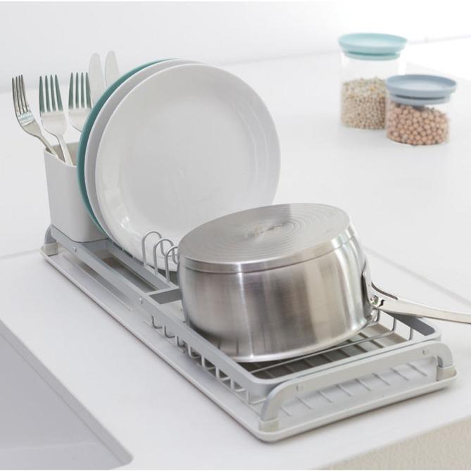 Compact Dish Drying Rack Light Grey