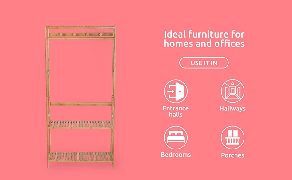 Bamboo Nara Multifunctional Clothes Rack