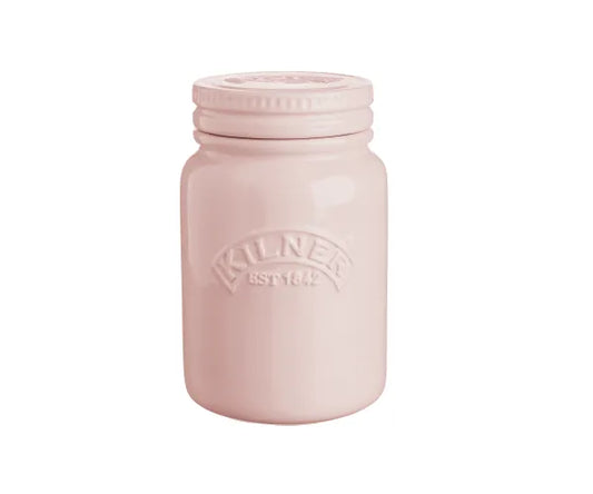 Ceramic Push Top Dusty Pink Jar- 0.6 Litre