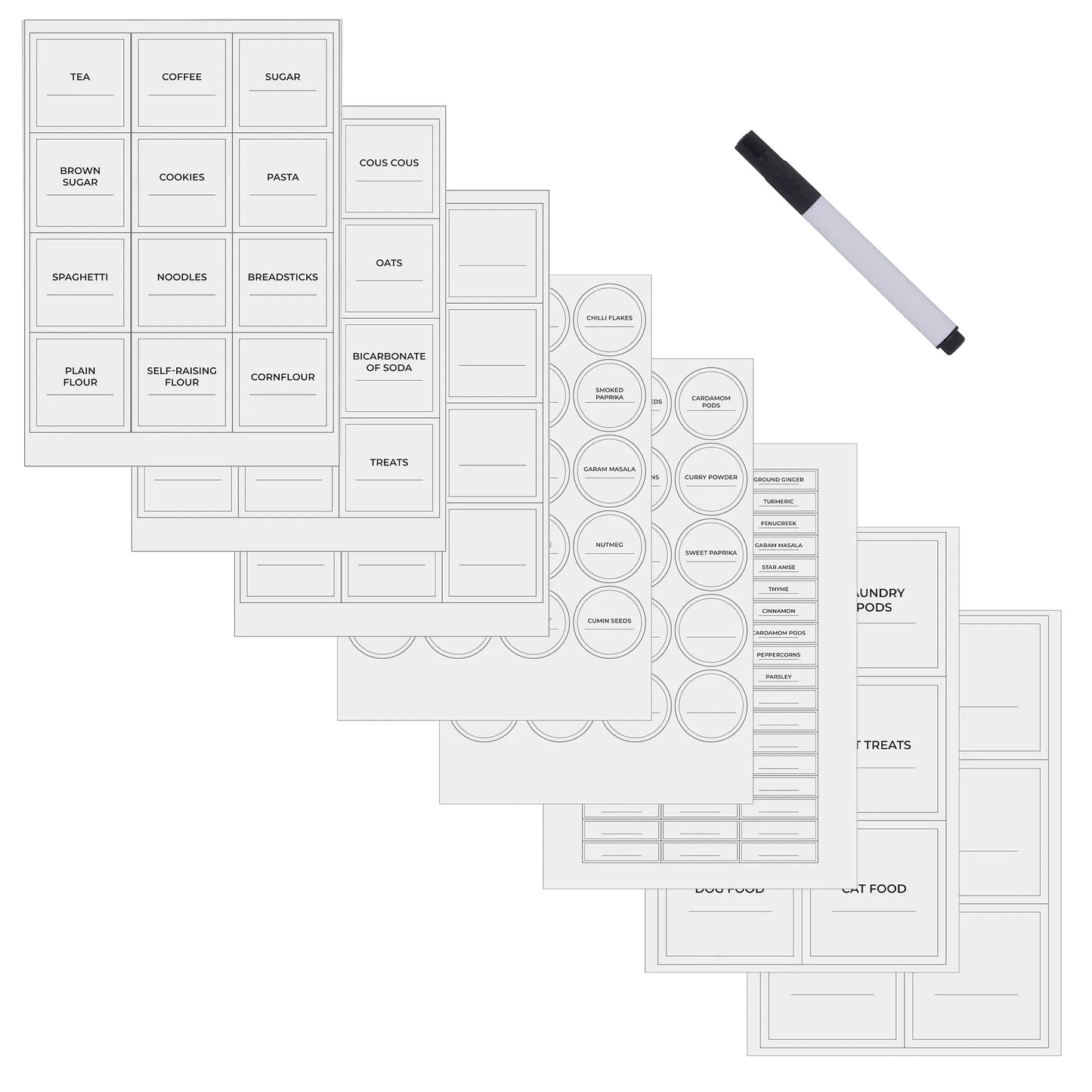 Set Of 8 Pantry Labels With Pen